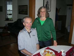 Happy couple at breakfast