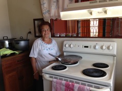 Margarita in her kitchen.
